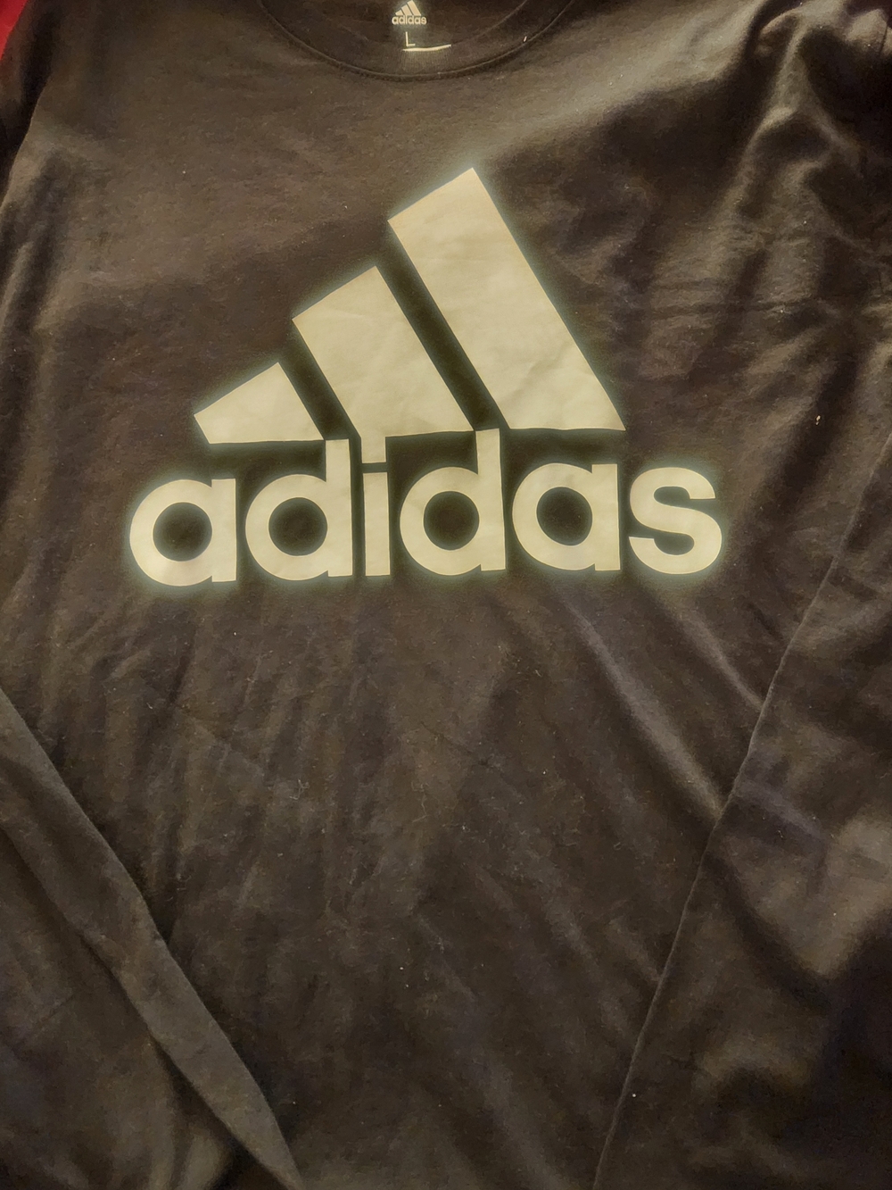 adidas Black Long Sleeve Shirt with White Logo Print